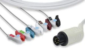 Kualitas tinggi Kompatibel Datascope, spacelabs, colin, CSI, zoll, goldway, udara Shield 5lead ECG Cable, IEC, klip dengan CE
