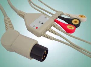 Datascope, colin, spacelabs, zoll, goldway, welch Allyn 3lead Kabel EKG, IEC / AHA, Klip / Snap dengan CE