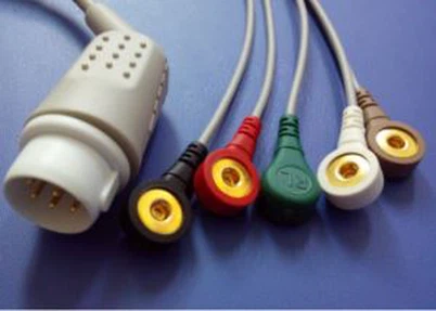 Kompatibel Philips 12pin M3046a, m1102a Kabel EKG 5lead, IEC, klip dengan CE